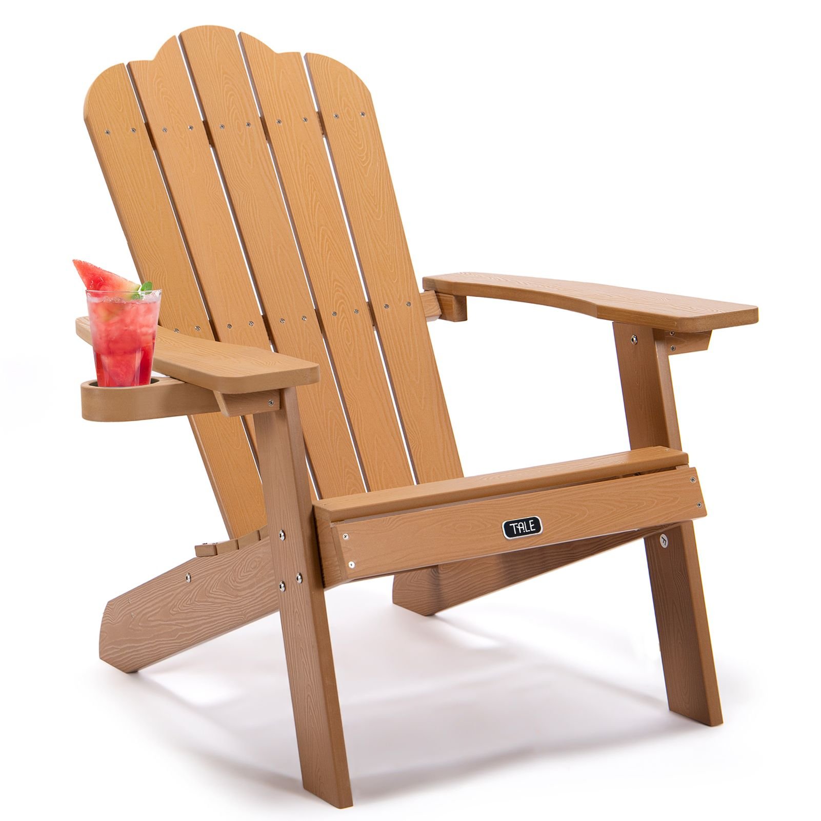 TALE Adirondack Chair Backyard Outdoor Furniture Painted Seating with Cup Holder All-Weather and Fade-Resistant Plastic Wood for Lawn Patio Deck