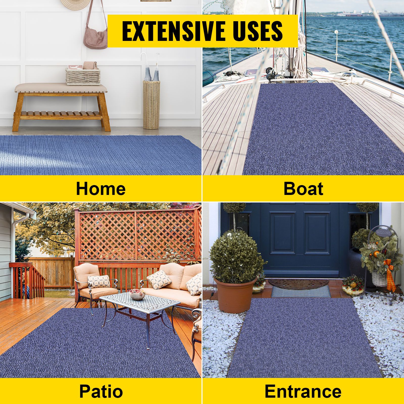 Deep Blue Marine Carpet 6 ft x 29.5 ft Marine Carpeting Marine Grade Carpet for Boats with Waterproof Back Outdoor Rug for Patio Porch Deck Garage Out