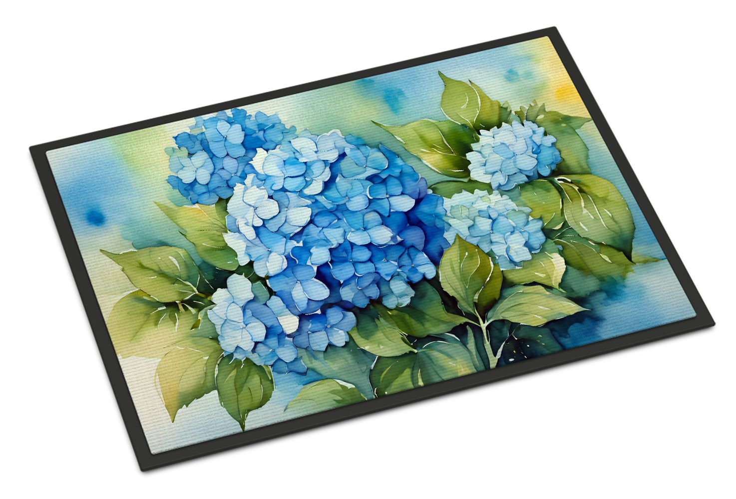 Hydrangeas in Watercolor Doormat Front Door Mat Indoor Outdoor Rugs for Entryway, Non Slip Washable Low Pile, 24H X 36W
