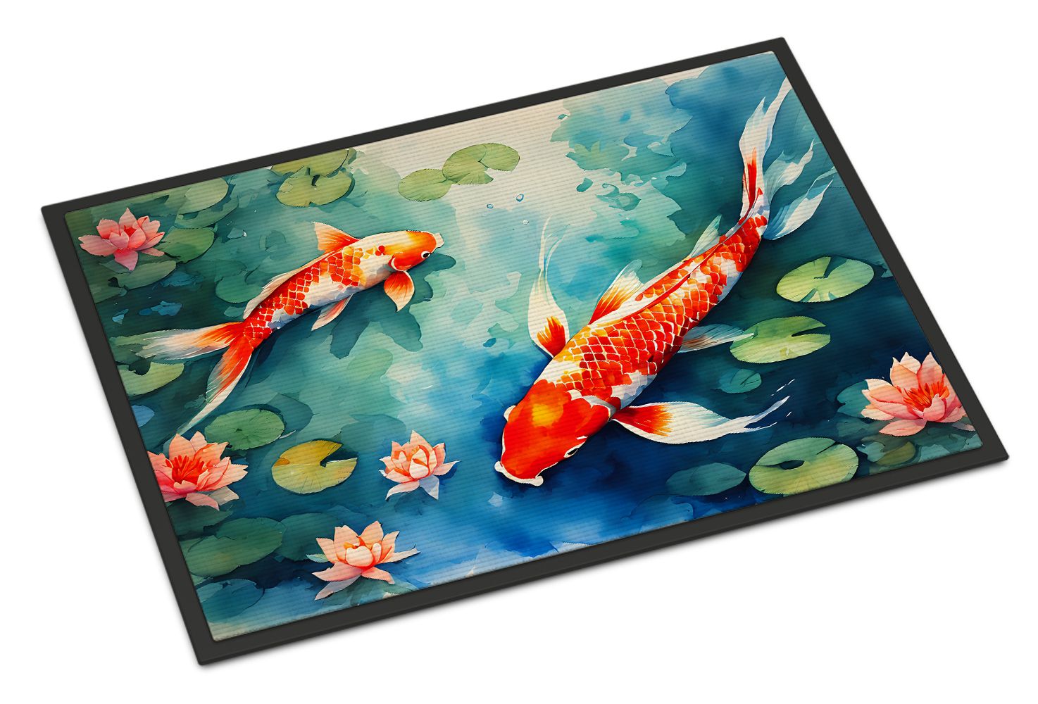 Koi Fish Doormat Front Door Mat Indoor Outdoor Rugs for Entryway, Non Slip Washable Low Pile, 24H X 36W