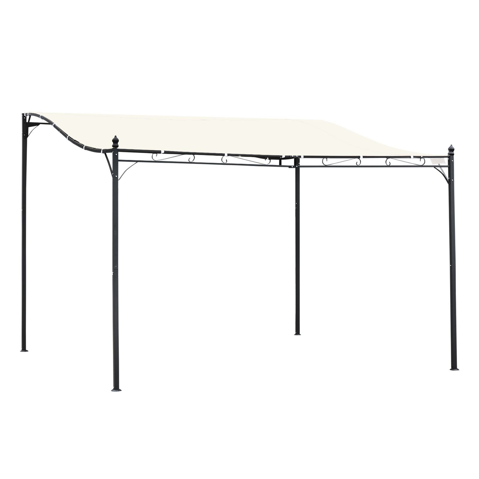 Outsunny 10' x 13' Steel Outdoor Pergola Gazebo, Patio Canopy with Weather-Resistant Fabric and Drainage Holes for Backyard, Deck, Garden, Cream