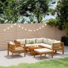 Garden Lounge Set Cream and Acacia wood