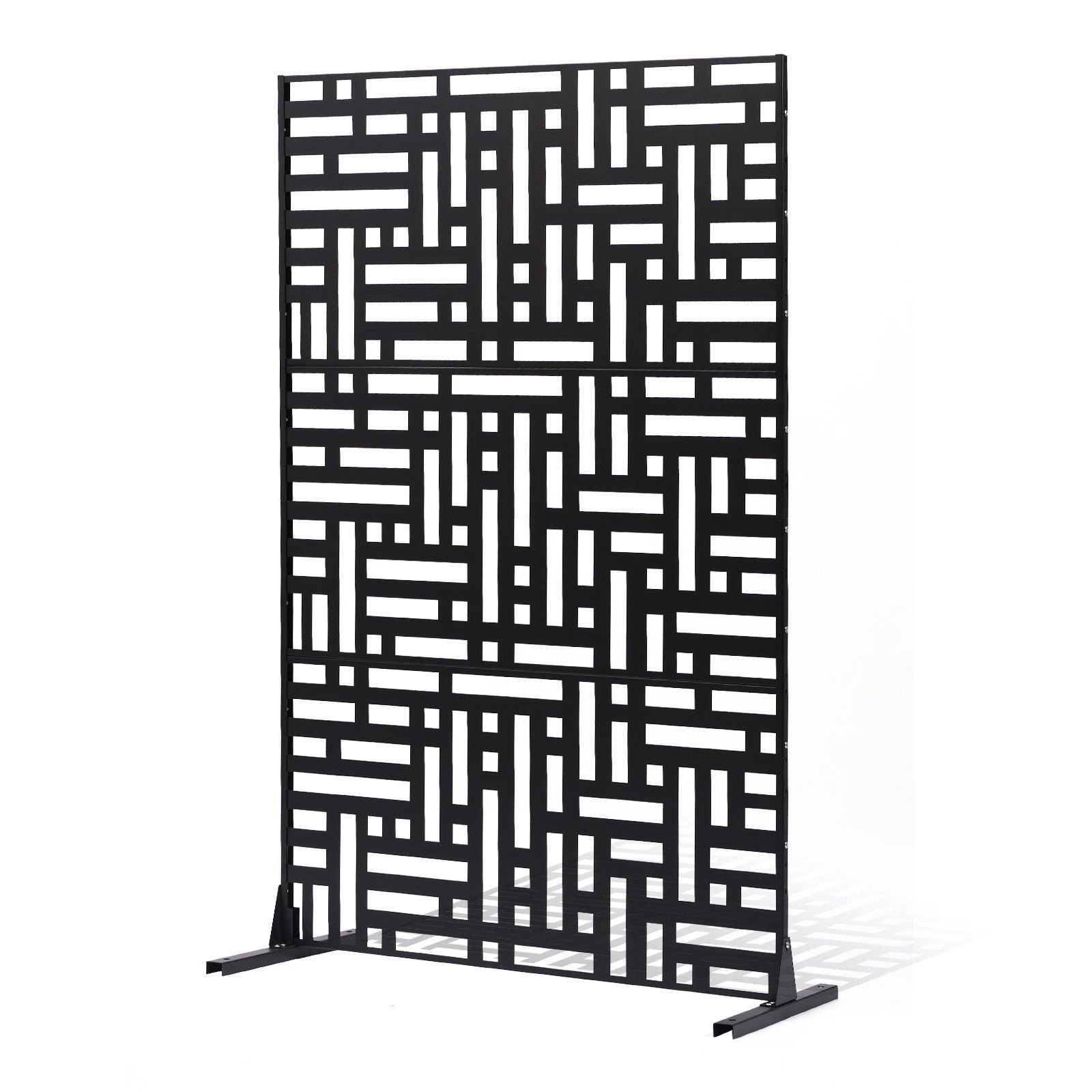 Metal Privacy Screen, 47" W x 76" H, Outdoor Privacy Screens 3-Panel, Freestanding Outdoor Divider with Stand, Decorative Garden Steel Privacy Fence f