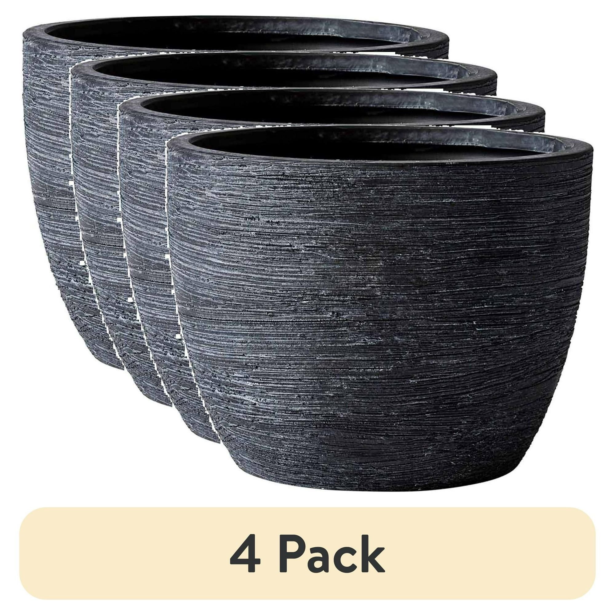 (4 pack)4.5" Textured Matte Ceramic Pot, Black, 1 - Piece