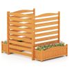 No-Dig Fir Wood Privacy Fence with Planter Boxes, 3-Panel AC Unit Screen for Outdoor Trash/Pool Equipment Concealment