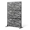 Metal Privacy Screen, 47" W x 72" H, Outdoor Privacy Screens & Panels, Freestanding Outdoor Divider with Stand, 3-Panel Decorative Garden Steel Privac