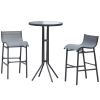 3 Piece Bar Height Outdoor Bistro Set for 2, Charcoal Gray