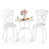 3 Piece All Weather Cast Aluminum Bistro Chairs and Table with Umbrella Holes