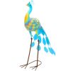 Peacock Garden Statue, 32.7" Standing Lawn Ornament, Steel Garden Decor Bird Statue with Stakes for Lawn Patio Backyard Decoration, Mixed Colour