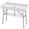 3.4ft Folding Ice Cooler Table with Drain, Outdoor Patio Party Cooler for Drinks