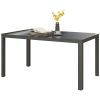 59" x 35" Aluminium Outdoor Dining Table for 6, with Glass Tabletop, Grey