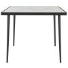 Outdoor Dining Table for 4, Square Patio Dining Table with Marble Effect Tempered Glass Top and Steel Frame, White