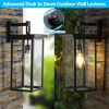 20"(H) Set of 2 Modern Outdoor Wall Lanterns with Black Metal Frame and Clear Glass, Ambient Light Sensors,Weatherproof Wall Sconces for Porch, Garage