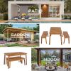 GO 3 Pieces Acacia Wood Table Bench Dining Set For Outdoor & Indoor Furniture With 2 Benches, Picnic Beer Table for Patio, Porch, Garden, Poolside, Na