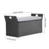 Outdoor Storage Bench, 2-Person PE Rattan Storage Bench, 40 Gal Deck Box with Cushion & Side Handle, Supports up to 400 lbs, Weatherproof Outdoor Seat