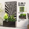 Metal Planter Box with Trellis, Raised Garden Bed with Trellis Large Leaf Cut-Out Privacy Screen for Climbing Plants