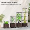 Raised Garden Bed with Trellis, Tomato Cage with Lockable Wheels, Self Watering Planter Box with Drainage Holes, Brown