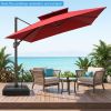 330 lbs Weighted Cantilever Umbrella Base with Wheels and Retractable Pull Rod