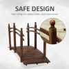 Fir Wood Walkway: 7.5ft Arched Garden Bridge with Side Railings for Streams