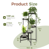 5 Tier Metal Plant Stand for Indoor Outdoor, Foldable Corner Tall Plant Shelf for Multiple Plants, Flower Pot Holder Display Stand for Living Room Bal