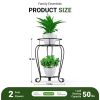 Plant Stand Indoor: 2 Tier Tall Metal Rust-Proof Iron Flower Stands for Garden, Patio,Living Room Balcony and Corner, Indoor and Outdoor-Black