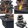 Tabletop Water Fountain, Home DÃ©cor Soothing Sound Machine with Automatic Pump, Deep Basin and Natural River Rocks.