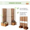 62.5" x 19" x 66" Wood Panel Trellis w/ 4 Planter Box Raised Bed for Garden Natural Wood