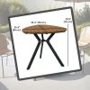 35.4" Outdoor Dining Table with Slatted Acacia Wood Leaf Tabletop, Patio Table with Steel Legs for Garden, Yard, Teak