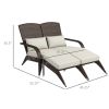2 Person Patio Wicker Adirondack Chair, High-Back Fire Pit Chair with Cushions, Cream White