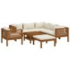 Garden Lounge Set Cream and Acacia wood