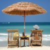 6 Feet Thatched Patio Umbrella with Tilt Design and Carrying Bag 8 metal ribs for garden, patio, terrace, poolside