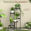 5 Tier Metal Plant Stand for Indoor Outdoor, Foldable Corner Tall Plant Shelf for Multiple Plants, Flower Pot Holder Display Stand for Living Room Bal