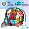 2 Pcs Stained Glass LED Light Bulb Diamond Shape E26 Base A60 6 Watts G95 Shape Colorful Flickering Light Bulbs for Christmas, Home Balcony Garden Par