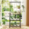 Plant Stand Indoor Outdoor, Heavy Duty Metal 3 Tiered Hanging Plant Shelf for Multiple Flower Planter Holder Tall Large Rack for Living Room Garden Ba