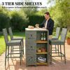 5-piece outdoor bar counter, outdoor tables and chairs, gray