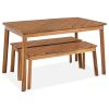 GO 3 Pieces Acacia Wood Table Bench Dining Set For Outdoor & Indoor Furniture With 2 Benches, Picnic Beer Table for Patio, Porch, Garden, Poolside, Na