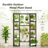 Plant Stand Metal Outdoor Indoor Tall Large Plant Shelf Hanging Plant Stand Waterproof Black Plant Rack Flower Holder for Living Room Patio Balcony Ga