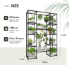 Plant Stand Metal Outdoor Indoor Tall Large Plant Shelf Hanging Plant Stand Waterproof Black Plant Rack Flower Holder for Living Room Patio Balcony Ga
