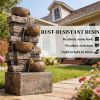 Rustic Brown Outdoor Fountain, Garden Fountain with LED Lights