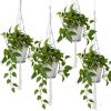 4 PCS Heavy Duty Hanging Plant Holder Natural Cotton Rope Planter Basket with Hanging Ring,Eco-Friendly Hanging Planter Basket Durable Cotton Rope Pla