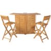Outdoor Bar Set Brown Solid Teak Wood Medium Foldable