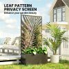 Metal Planter Box with Trellis, Raised Garden Bed with Trellis Large Leaf Cut-Out Privacy Screen for Climbing Plants