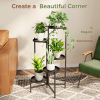 5 Tier Metal Plant Stand for Indoor Outdoor, Foldable Corner Tall Plant Shelf for Multiple Plants, Flower Pot Holder Display Stand for Living Room Bal