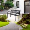 Outdoor Durable Steel Garden Bench - Black