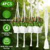 4 PCS Heavy Duty Hanging Plant Holder Natural Cotton Rope Planter Basket with Hanging Ring,Eco-Friendly Hanging Planter Basket Durable Cotton Rope Pla