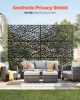 Metal Privacy Screen, 47" W x 72" H, Outdoor Privacy Screens & Panels, Freestanding Outdoor Divider with Stand, 3-Panel Decorative Garden Steel Privac