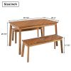 GO 3 Pieces Acacia Wood Table Bench Dining Set For Outdoor & Indoor Furniture With 2 Benches, Picnic Beer Table for Patio, Porch, Garden, Poolside, Na