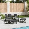 Outdoor Lounge Bed Black Poly Rattan Large Modular