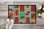 NEW Lots of Chocolate and Tan Dachshund Doormat Front Door Mat Indoor Outdoor Rugs for Entryway, Non Slip Washable Low Pile, 18H X 27W