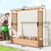 Wooden Planter Box with Trellis, Hanging Roof and Drainage Holes for Climbing Plants, Vegetables, Herbs and Flowers
